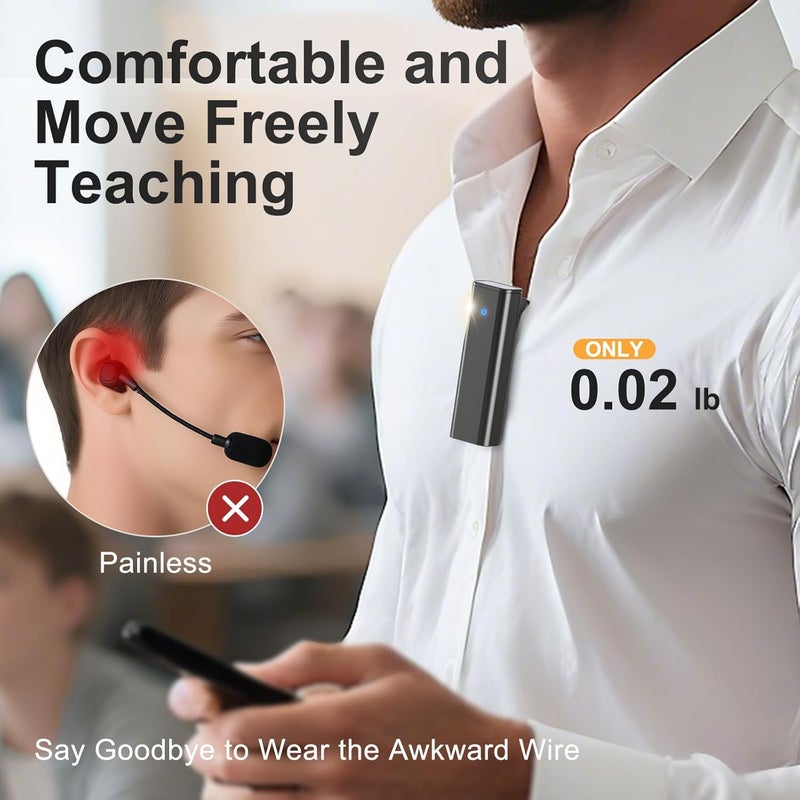 PRUNUS A10 Voice Amplifier Wireless with Lavalier Microphone Charging &Storage,Portable Voice Amplifier with Laple Mic Speaker,Mini Voice Amplifier for Classroom,Speech,Training Outdoor (Black) - Image 2